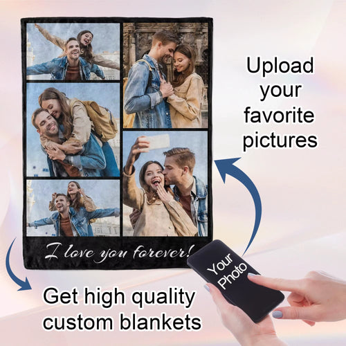 1Pc Customized Blanket Your Design Logo Family Photo Print Warm Smooth Blanket Custom for Lover Dad Mom for Winter New Year Gift