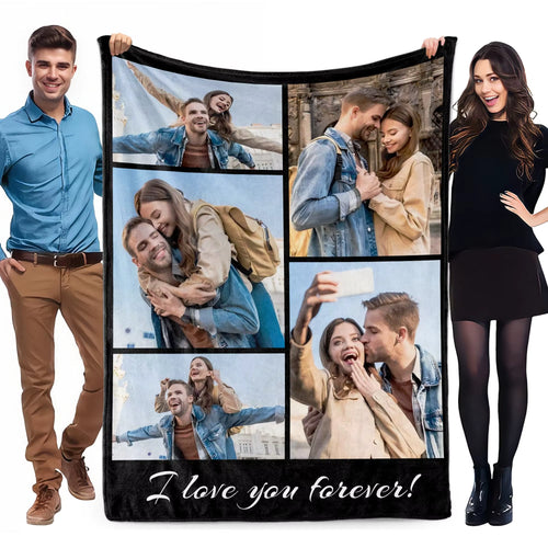 1Pc Customized Blanket Your Design Logo Family Photo Print Warm Smooth Blanket Custom for Lover Dad Mom for Winter New Year Gift