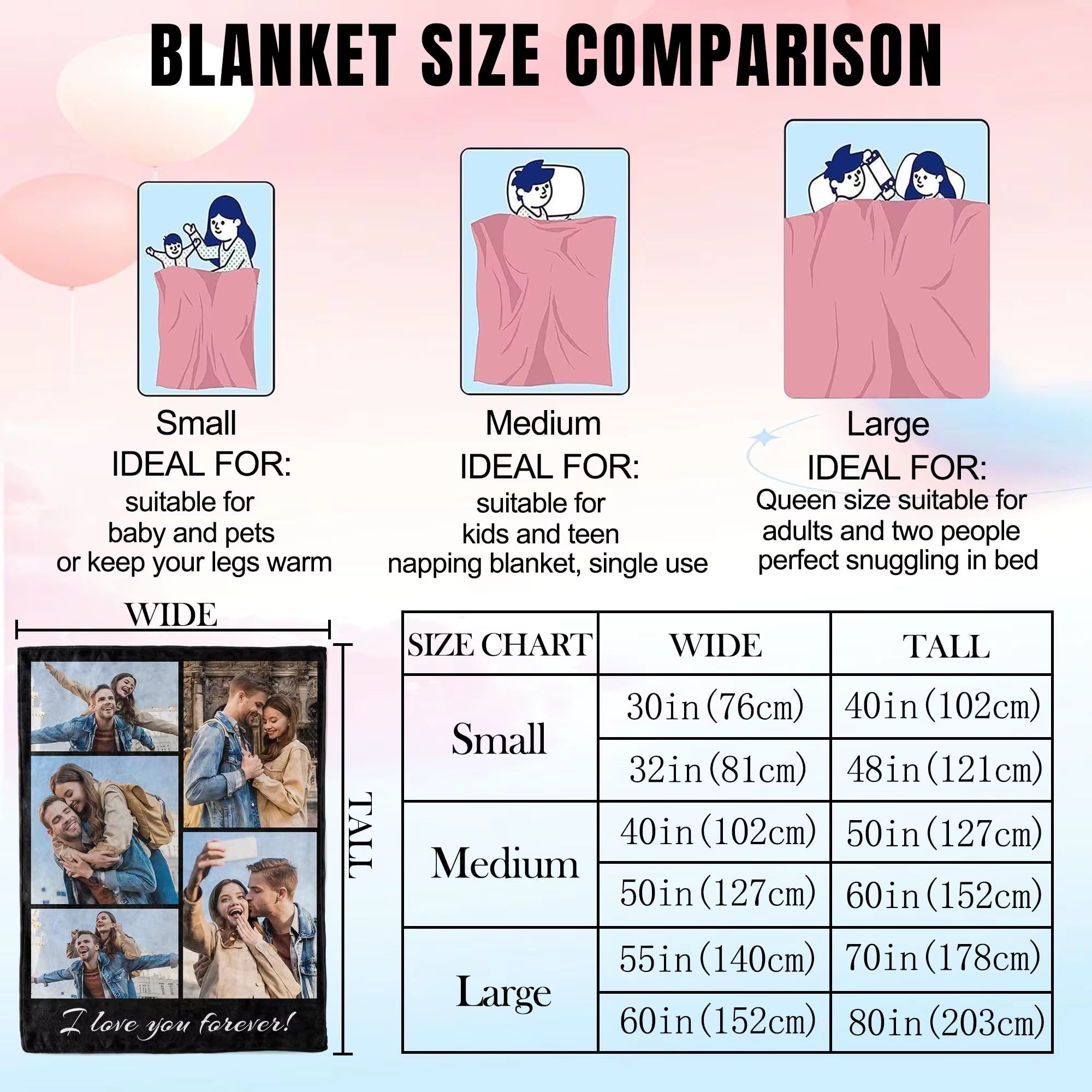 1Pc Customized Blanket Your Design Logo Family Photo Print Warm Smooth Blanket Custom for Lover Dad Mom for Winter New Year Gift
